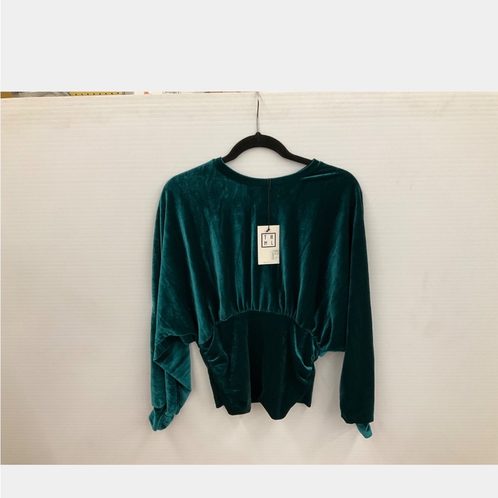 Bnwt THML Teal Long sleeve velvet top size small